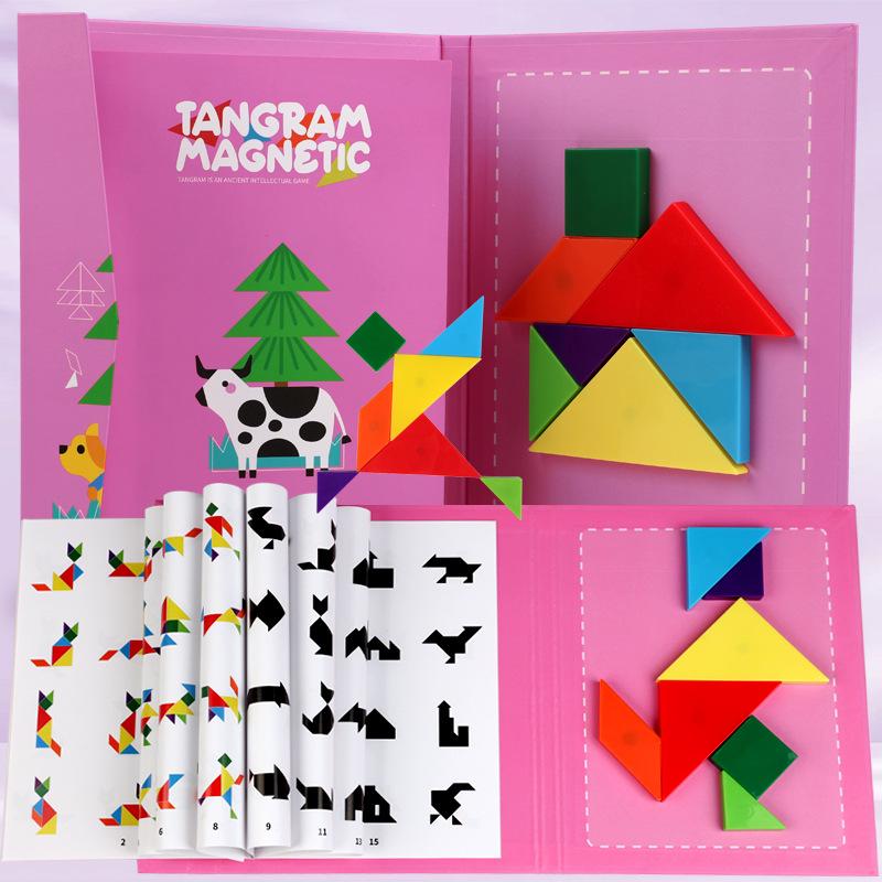 Children's Wooden Magnetic Tangram Puzzle - Educational Toy for Early Intellectual Development