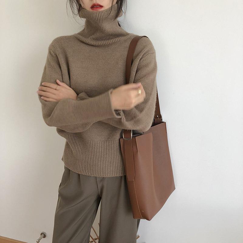 Autumn and Winter New Turtleneck Pullovers Sweaters for Women Fashion Loose Long Sleeve Knitted Sweater for Women Casual Elegant Warm Knitwears 25344