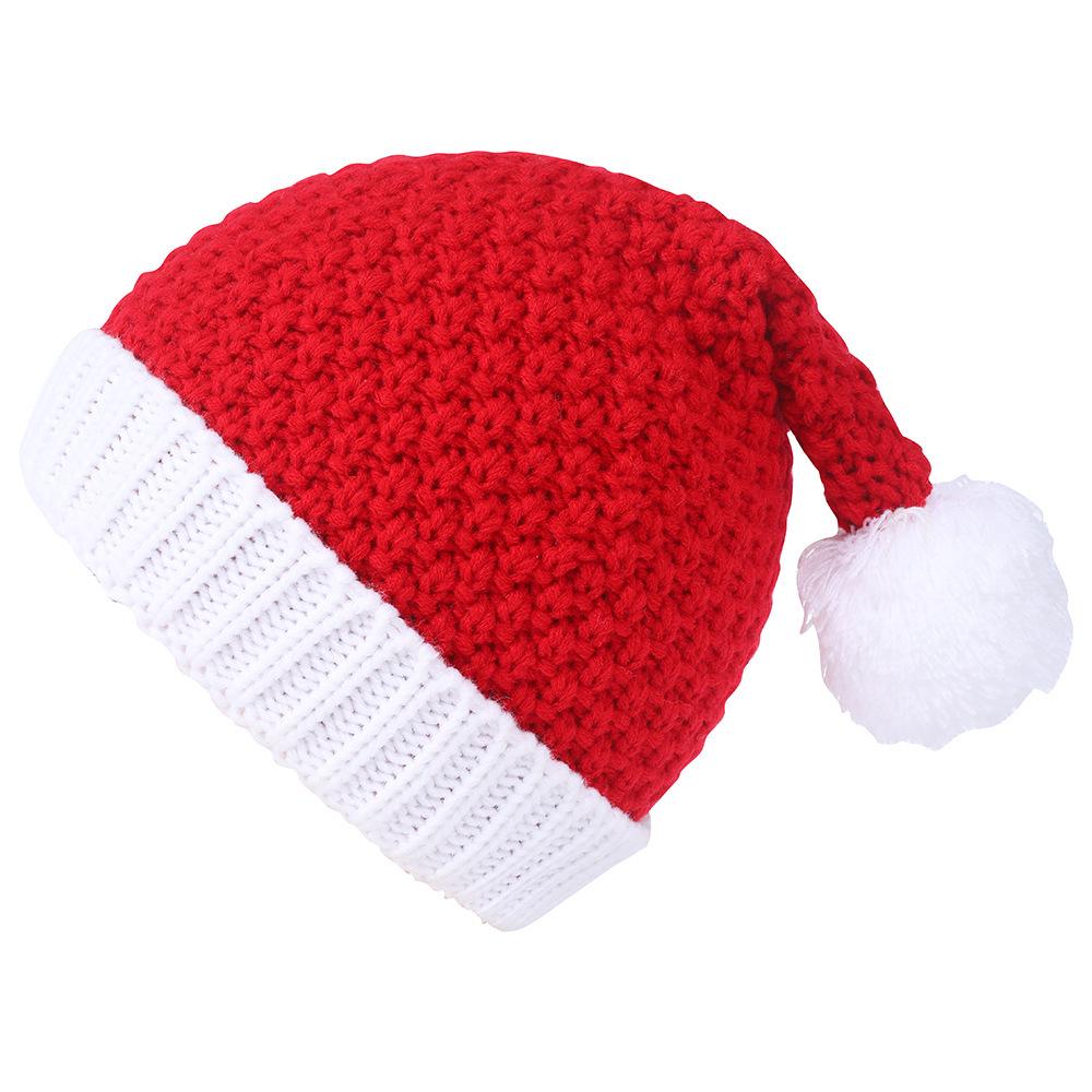 Winter Parent-Child Knitted Santa Hats – Warm Woolen Holiday Costume for Moms and Babies