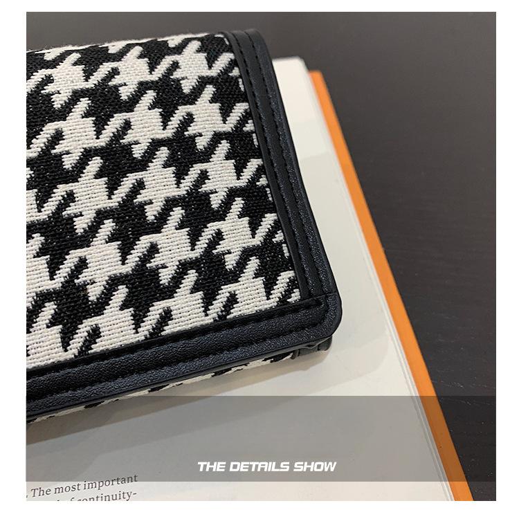 Portfele damskie Krótki portfel w pepitkę - Kopertówka, Portmonetka na monety i Etui na karty