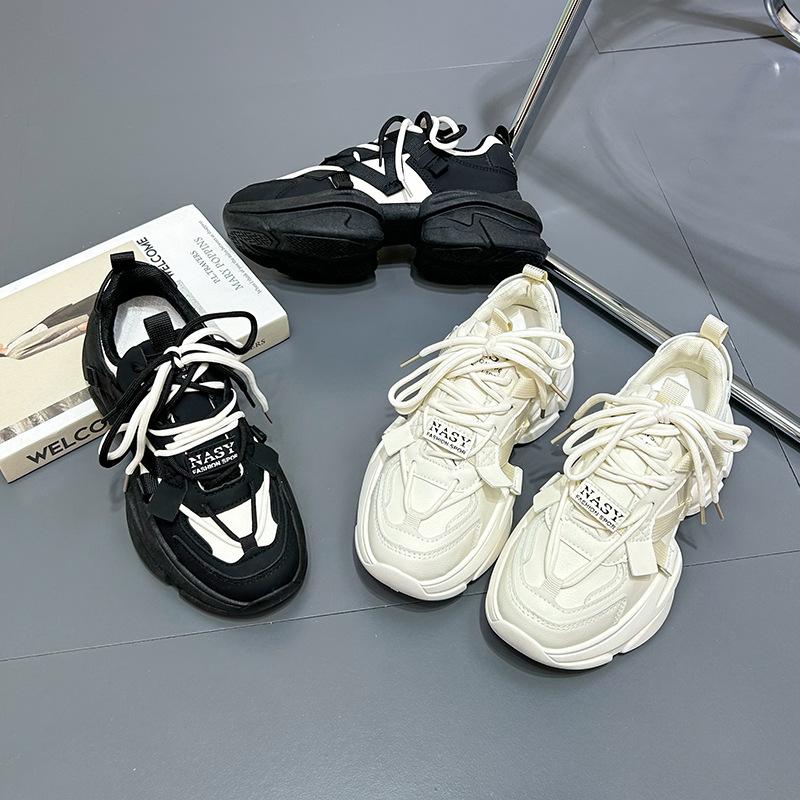 Daddy Shoes Women's Spring New Thick-soled 6cm Korean Style Casual Shoes Women's Explosive Style Round Toe Sneakers