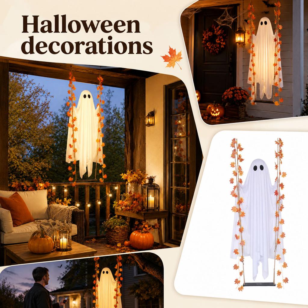 Halloween Hanging Swinging Decoration with Maple Leaf for Indoor Porch Decor