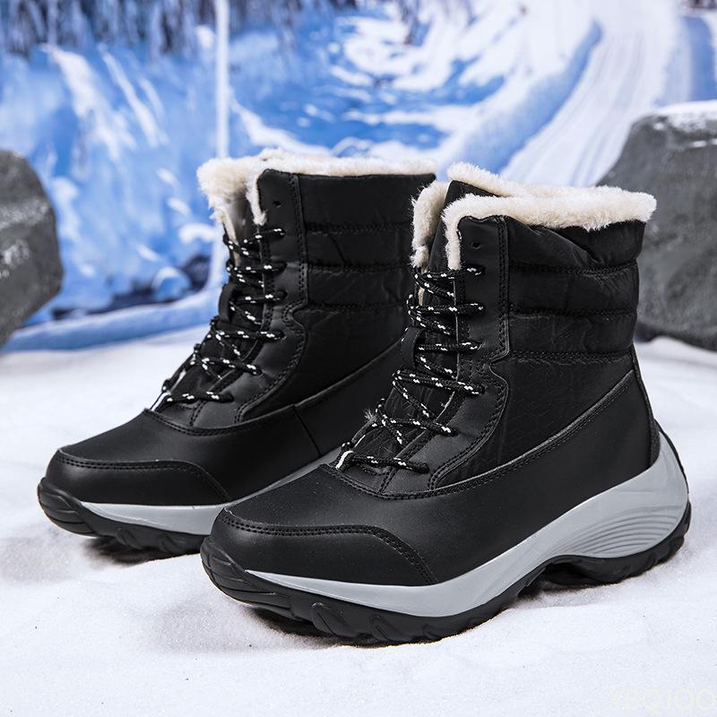 Fashion Lightweight thick soled autumn winter women's shoes simple comfortable high cut daily casual cold resistant warm cotton shoes