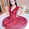 Women Dress Sexy Satin Lace V-Neck Nightgown Sleep Nightdress