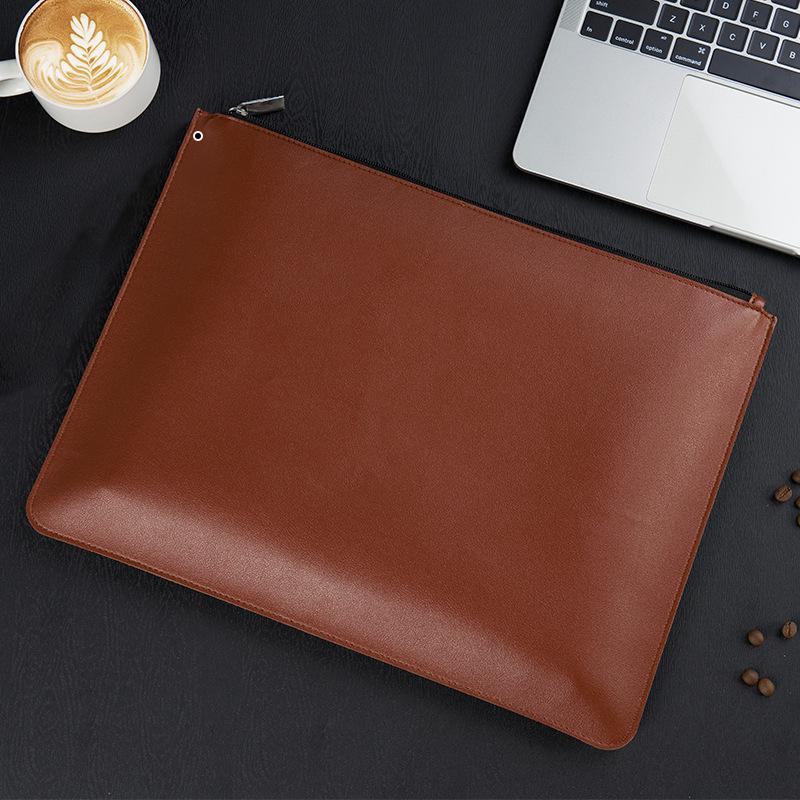 Handheld Waterproof Leather Document Bag with Custom Logo and Large Capacity.