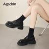 Augustine Loafers Women's 2025 Summer New Black Thick Heel British Style Single Shoes Soft Sole Commuter Small Leather Shoes