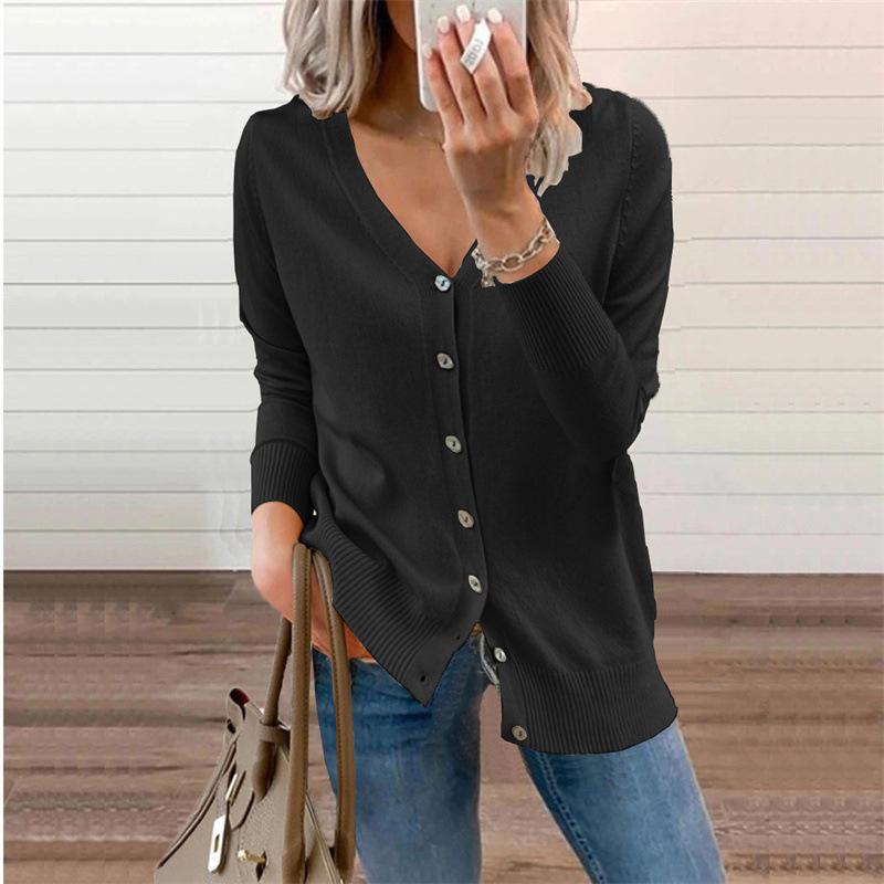 2026 Autumn Winter Women's V-Neck Cardigan, Button Detail Open Front Knit Sweater with Soft Yarn, Versatile Layering Piece for Office & Casual Wear