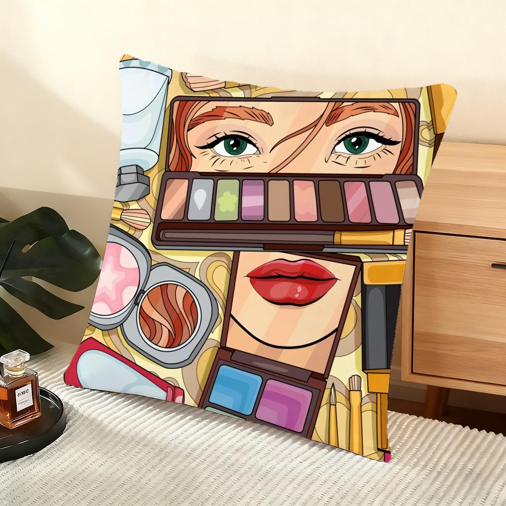 Ins Style Beauty Makeup Cushion Cover Soft Short Plush Pillow Cover Smooth Cozy Texture Aesthetic Cushion Case Home Decor