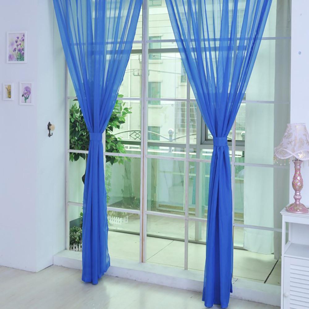 1 Pcs Pure Color Tulle Door Window Curtain Drape Panel Sheer Scarf Valances Bedroom Door Kitchen Window Drapes 200cm X 100cm