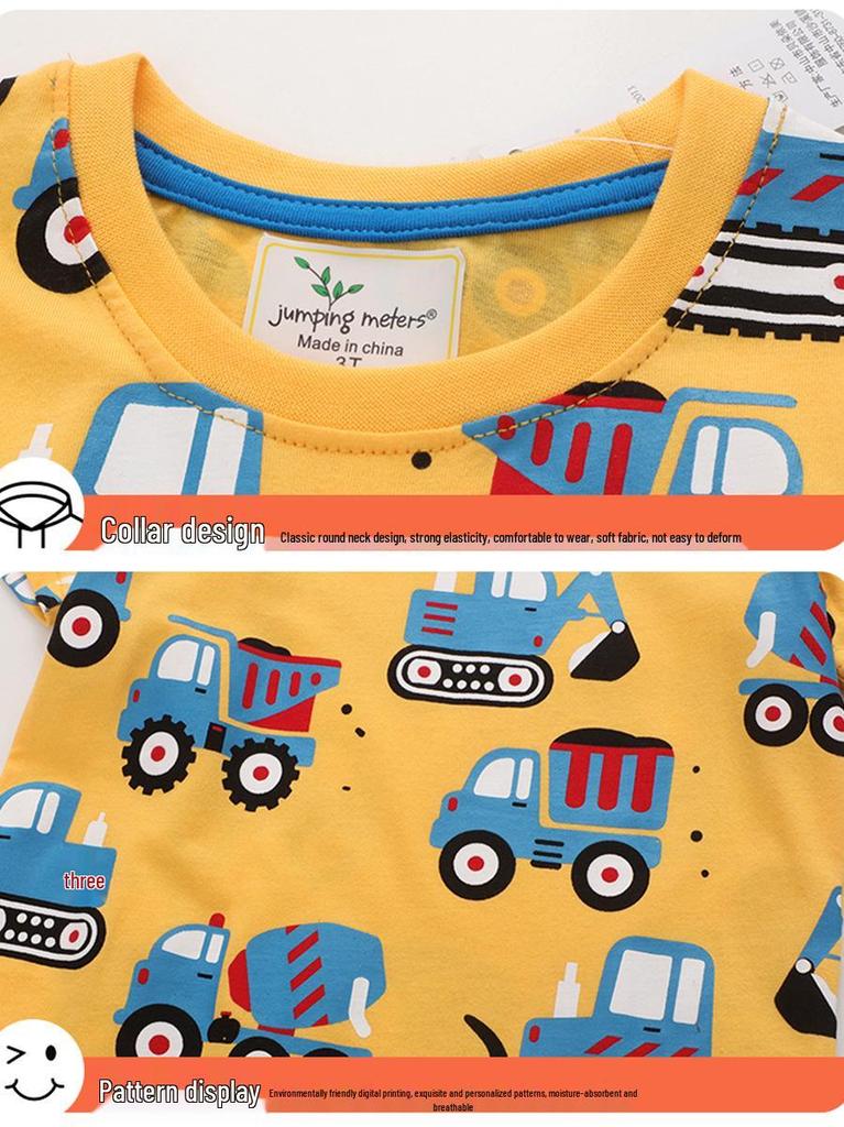Kids' Summer Cartoon Construction Vehicle T-Shirt - Short Sleeve Boys' Graphic Tee