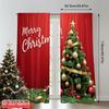 2pcs 2D flat printing Christmas Window Curtains Merry Christmas Tree_c Polyester Without Electricity Festive Wall Decor for