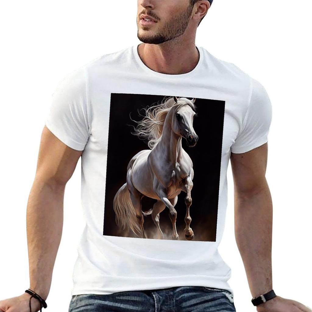 Arabian Horse Oil paint TShirt All Weather Casual Short Sleeve