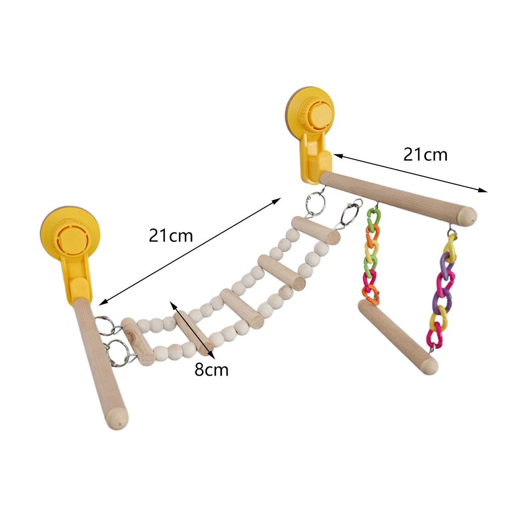 Suction Cup Wood Parrot Stand Hanging Bird Toy Window Shower Perch Toy for Budgie Bluebirds Hummingbird Bird Supplies