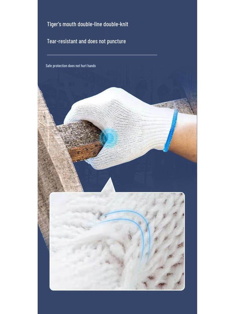 Slitstarka Halkfria Arbetsvantar i Bomull: Slitstarkt, förtjockat garn för konstruktion