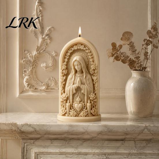 Décoration d'intérieur spirituelle Outils de coulée de cire Jésus Moule à bougie 3D, Bon Pasteur Silicone Fabrication Vierge Décoratif Religieux Moules en Relief Marie Moule pour DIY