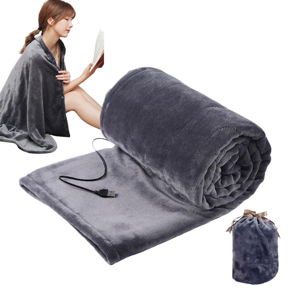 160x85cm Winter Warm USB Heated Blanket Coral Velvet Shawl Portable Electric Warmer For Home Office Car Camping