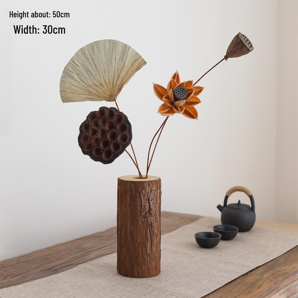 Zen Chinese Retro Teahouse Décor: Dried Branches & Flowers for Living Room Entranceway