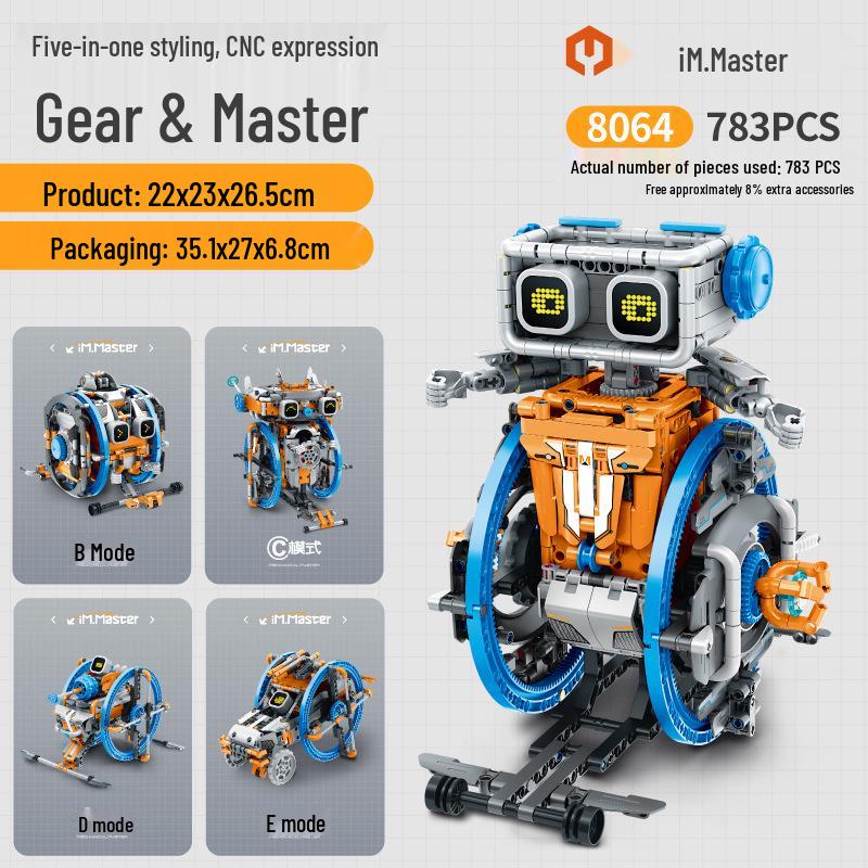 Five-in-One Programmable Wall-E Robot: Assembly Building Blocks, Electric Science Education, Remote Control, Compatible with Lego