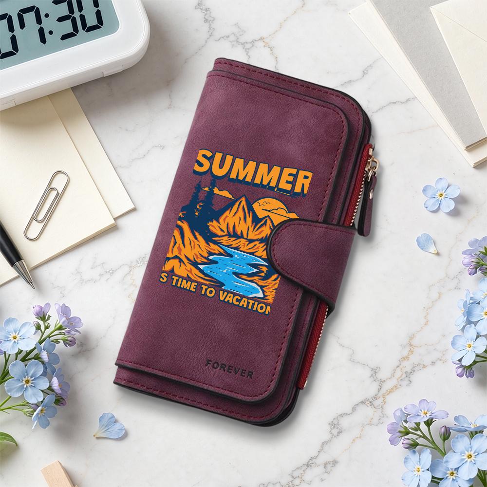 Summer Vacation Print Purse Casual Daily Wallet with Multi Card Slots
