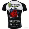 Чоловіча футболка Monster Energy 3D-друк зі стріт-розовим візерунком - Повсякденний одяг для дорослих - Спортивний топ, що швидко сохне та дихає