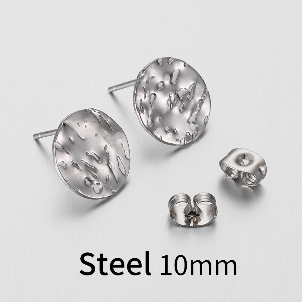 5Pairs Stainless Steel Embossing Round Ear Studs Ear Plug Set Earring Posts Back Stoppers Earrings Piercing DIY Jewelry Making