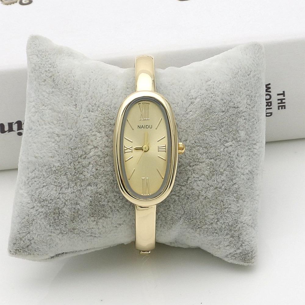Lightweight Luxury Bracelet Watch Gold/Silver Oval Dial Wristwatch Roman Dial Elegant Quartz Watch for Women