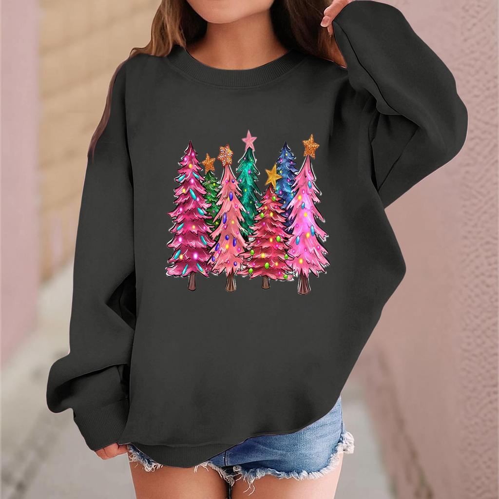 Children's Fashionable Casual Long-sleeved Loose Christmas Print Pullover Sweatshirt