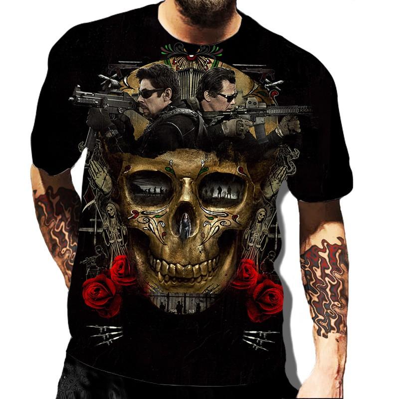 Scary Skull Men's T Shirt 3d Printing Dress Up Scary Adult Top Oversized T-shirt O Collar Casual Short Sleeve Top Men's Clothing