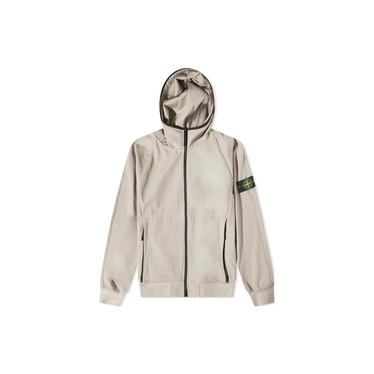 Stone Island Licht Soft Shell-R Serie Winddicht Waterdicht Ademend Effen Kleur Rits Capuchon Jas Mannen jassen Duifgrijs 781540927-V0092 L
