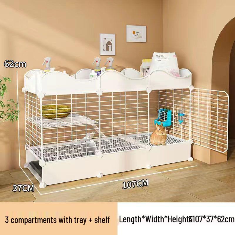 Large Indoor Rabbit Cage with Toilet, Splash-Proof and Secure for Guinea Pigs and Dwarf Rabbits