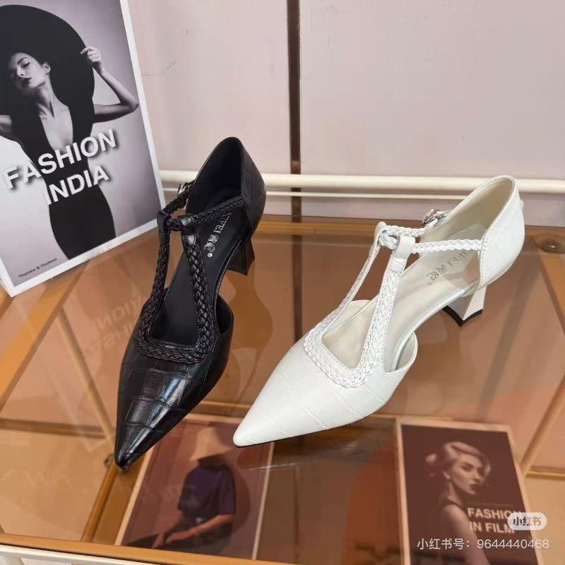 Fashion Designer High Heels Sandals Women's Pointed Toe Weave Shoes Chunky Summer 2025 Party Pumps Shoes New Elegant Mujer De Zapatillas