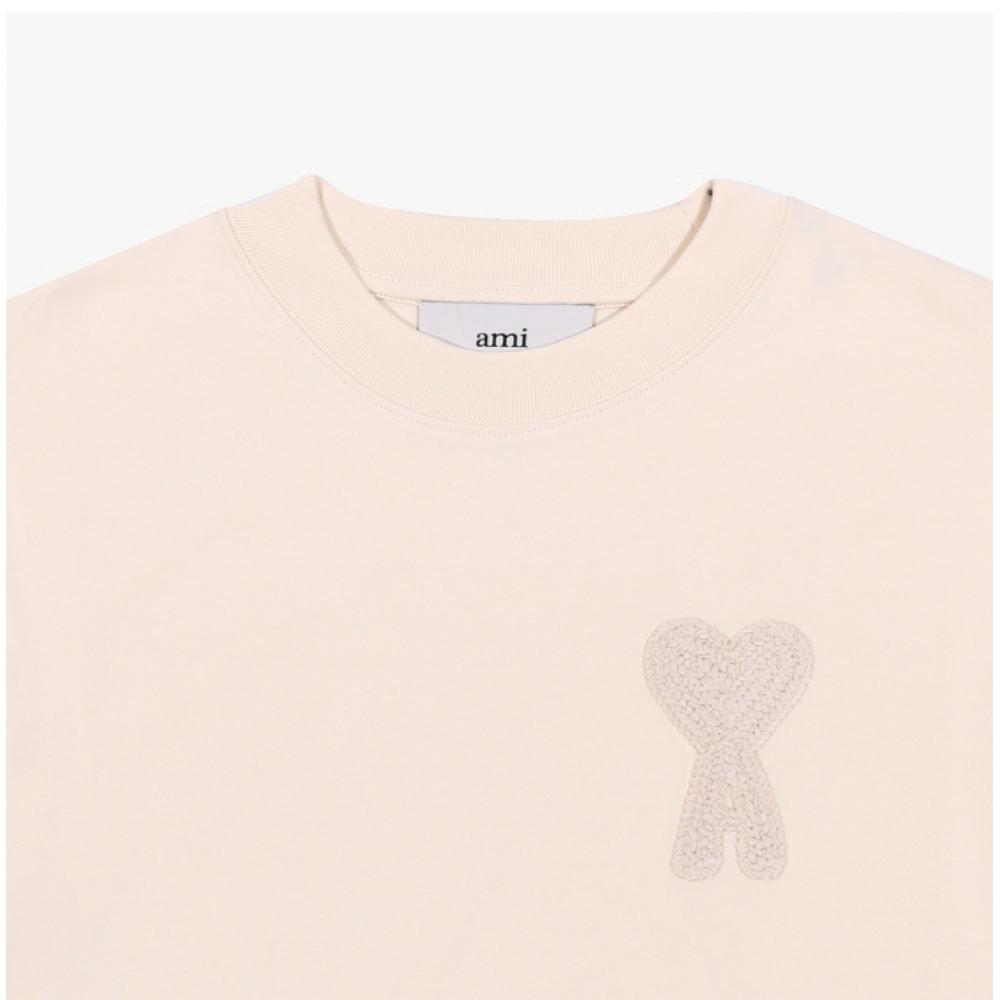 Ami Dr. Goech Tonal Croche Heart Logo 3 4 Women Long Sleeve Tee Fts055 726 136