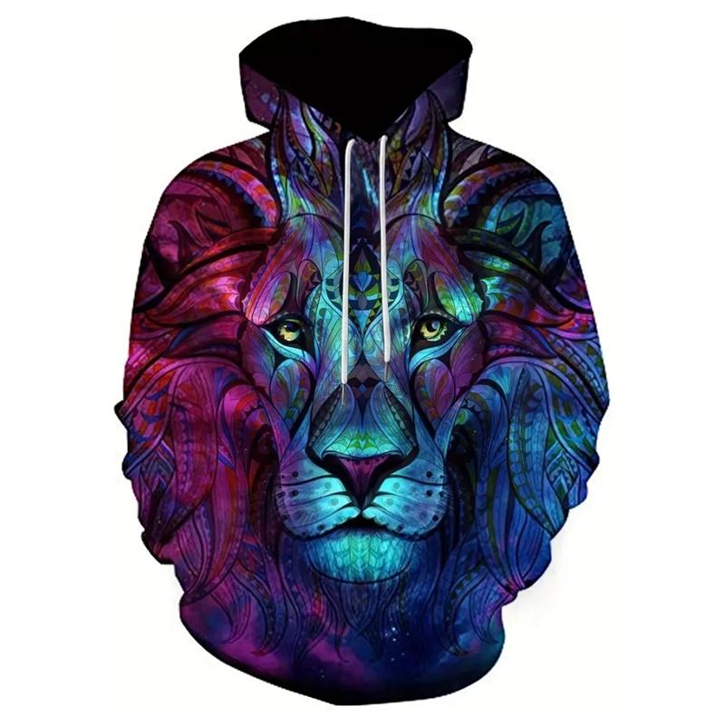 3d lion print hoodie women's fashion elegant social streetwear fall long sleeve sweatshirt harajuku loose oversized comfortable