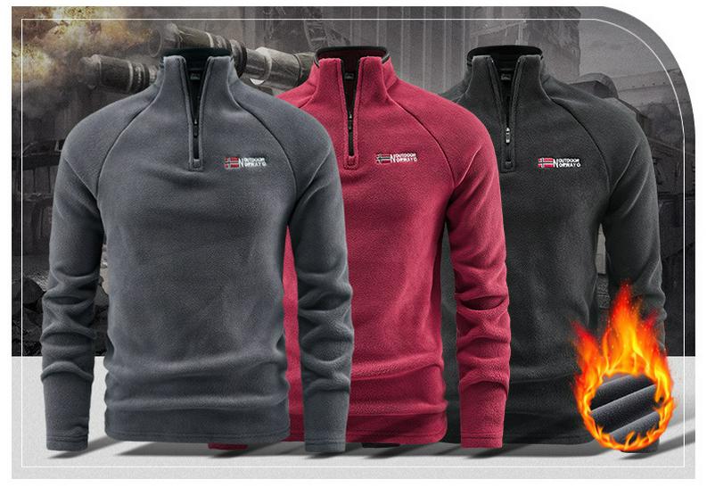 Polar Fleece Pullover: European & American Winter Sweatshirt, Elastic Casual Sports Top with Velvet Base Layer