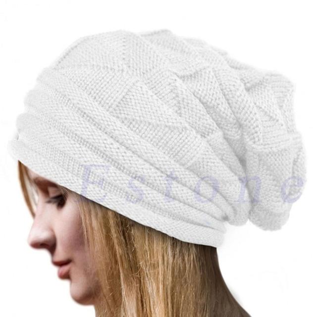 Gorro de malha de inverno para mulheres, chapéus largos e folgados, gorro quente para áreas externas, boné feminino, esqui na neve, gorros quentes de lã