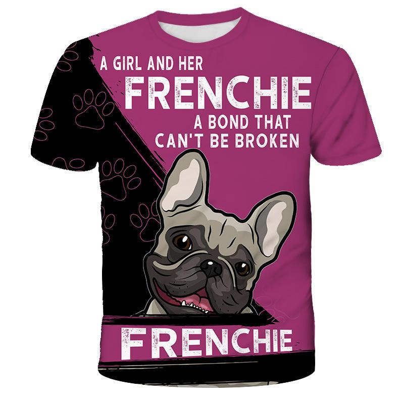 Summer Round Neck Animal Dog Pattern 3D Print Top Fashionable Casual Short Sleeved Men's T-shirts