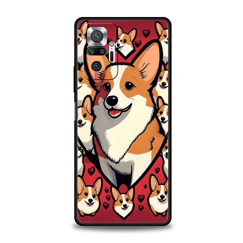 Cute Corgi Dog Phone Case Cover for Redmi 14C 10C Note 15 14 13 12 10 11 K40 Pro Plus 5G Shockproof Soft TPU Shell Fundas Capas