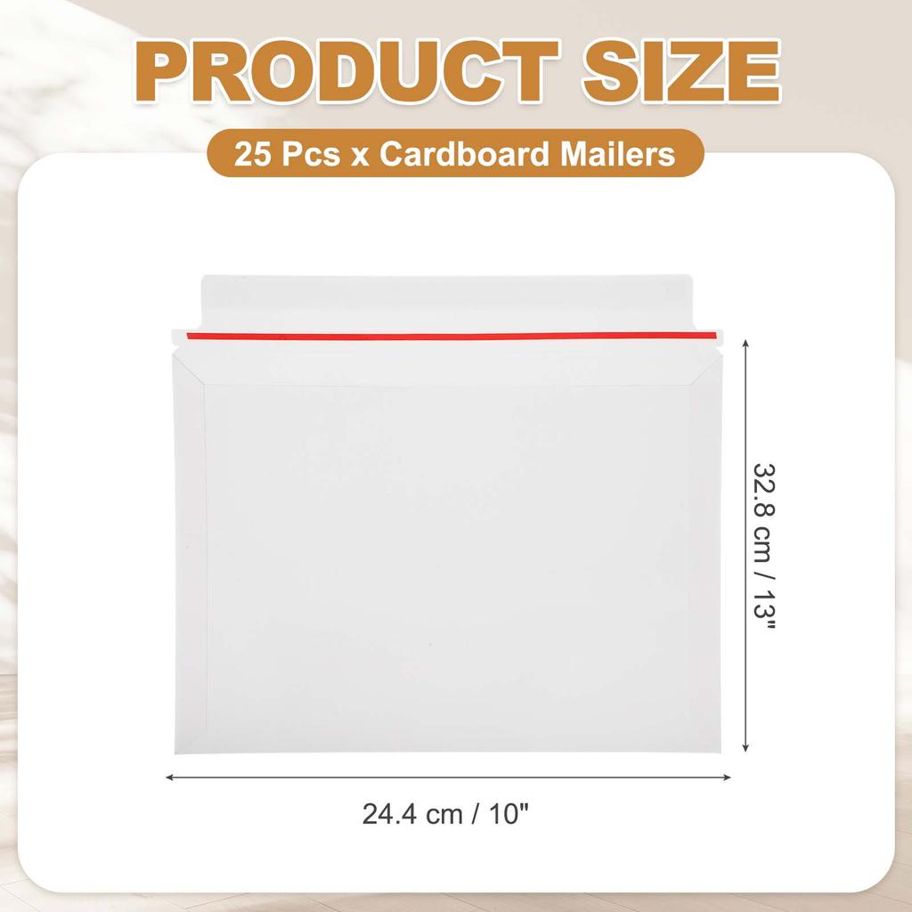 25/100Pcs Cardboard Envelopes Rigid Mailers Self Seal Photo Document Mailers Stay Flat Shipping Envelopes Suit for Papers Files
