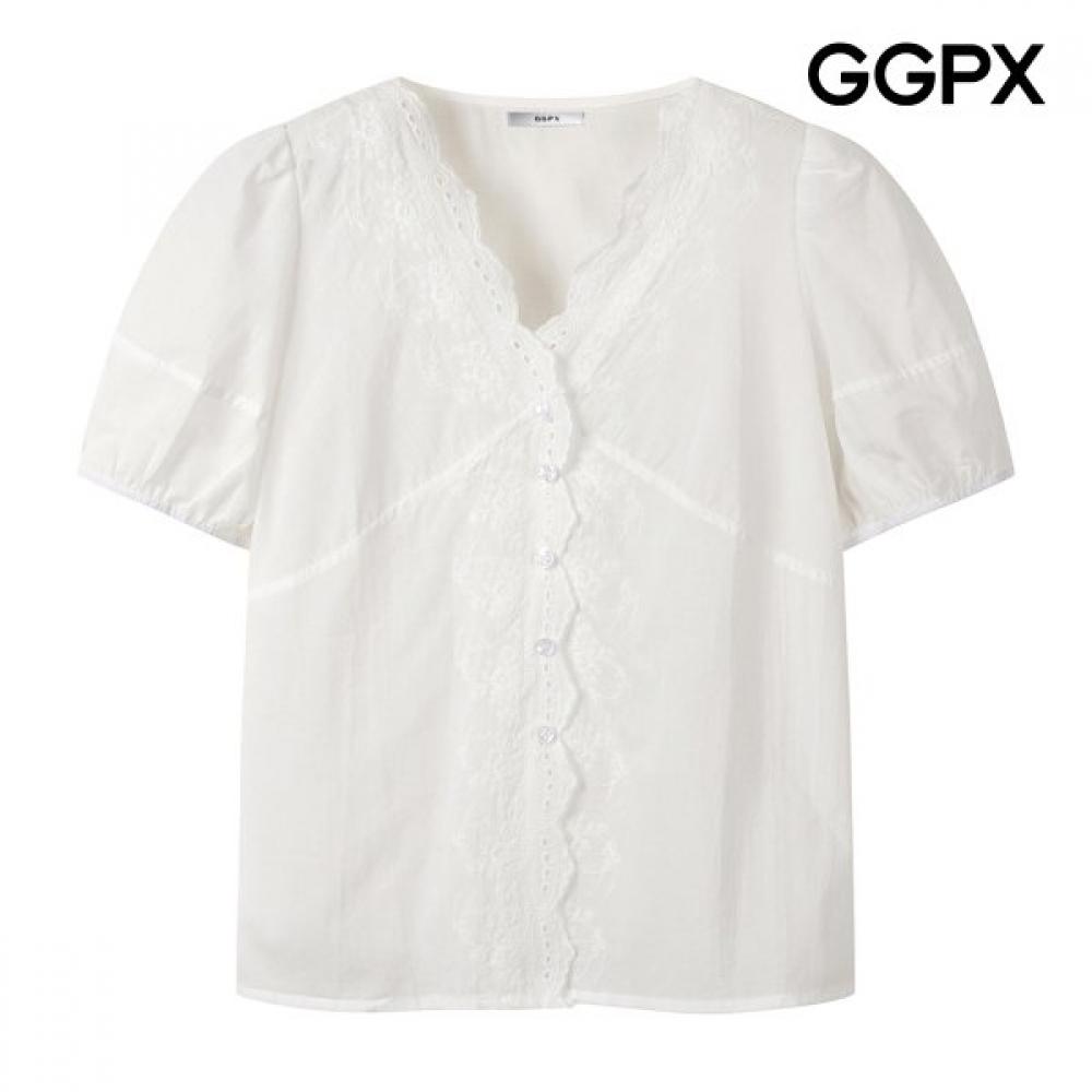 Ggpx New York Puff Sleeve Lace Button Blouse Gq7sh004f white/F