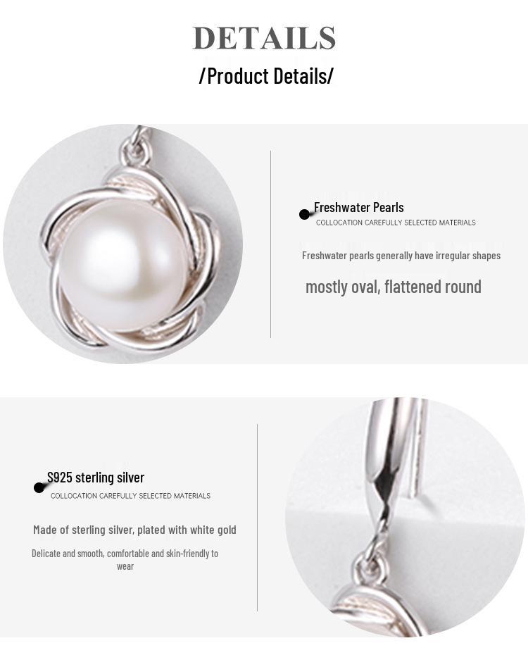 Korean Style Elegant Floral Earrings with S925 Sterling Silver and Freshwater Pearls