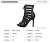 Fashion Peep Toe Summer Shoes Woman Sandals Sexy Hollow Gladiator Ankle Boots Lace-up Thin High Heels Jazz Dance Shoes Female Size 33-46