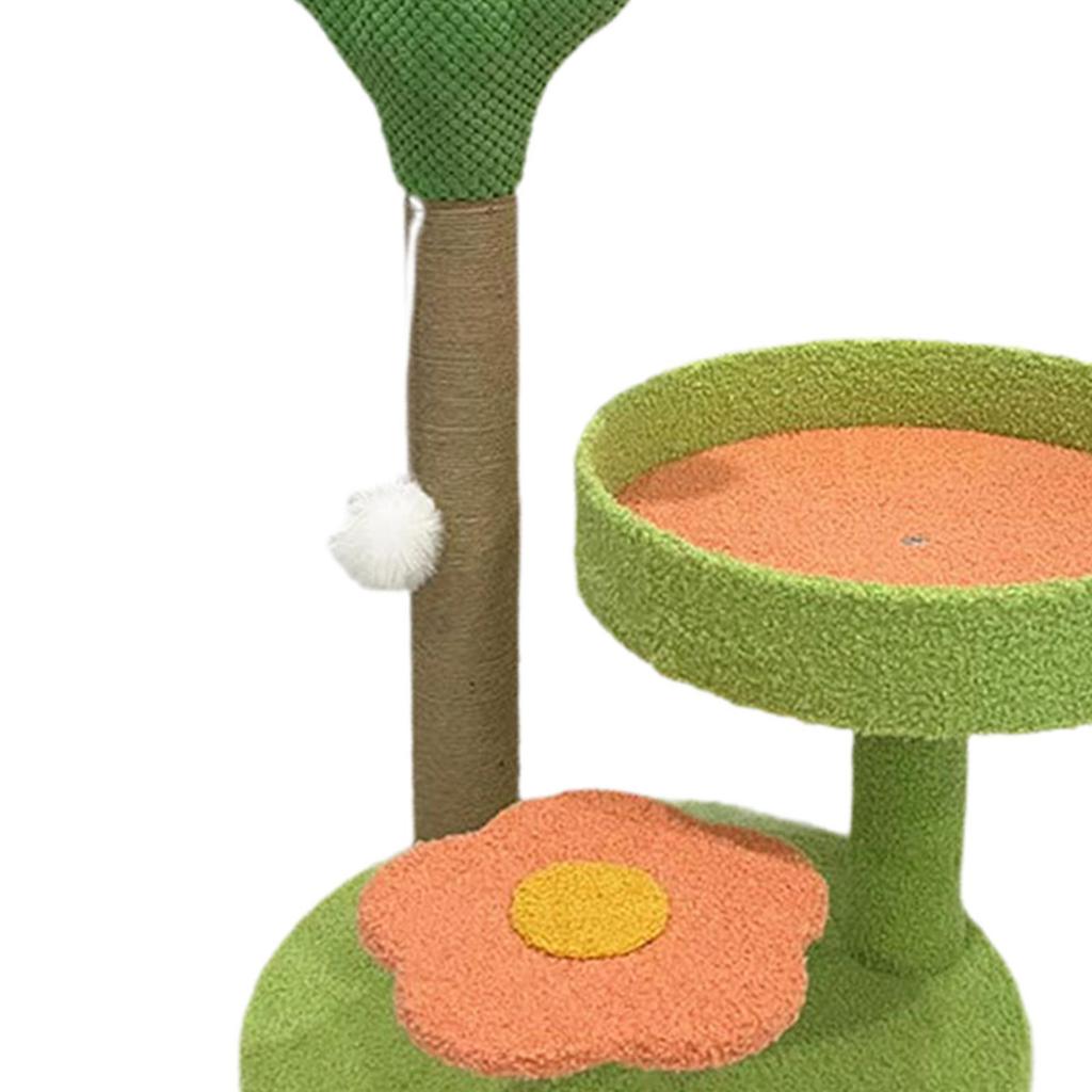 Cat Tree with Sisal Covered Scratch Post for Resting Interactive Indoor Cats Green