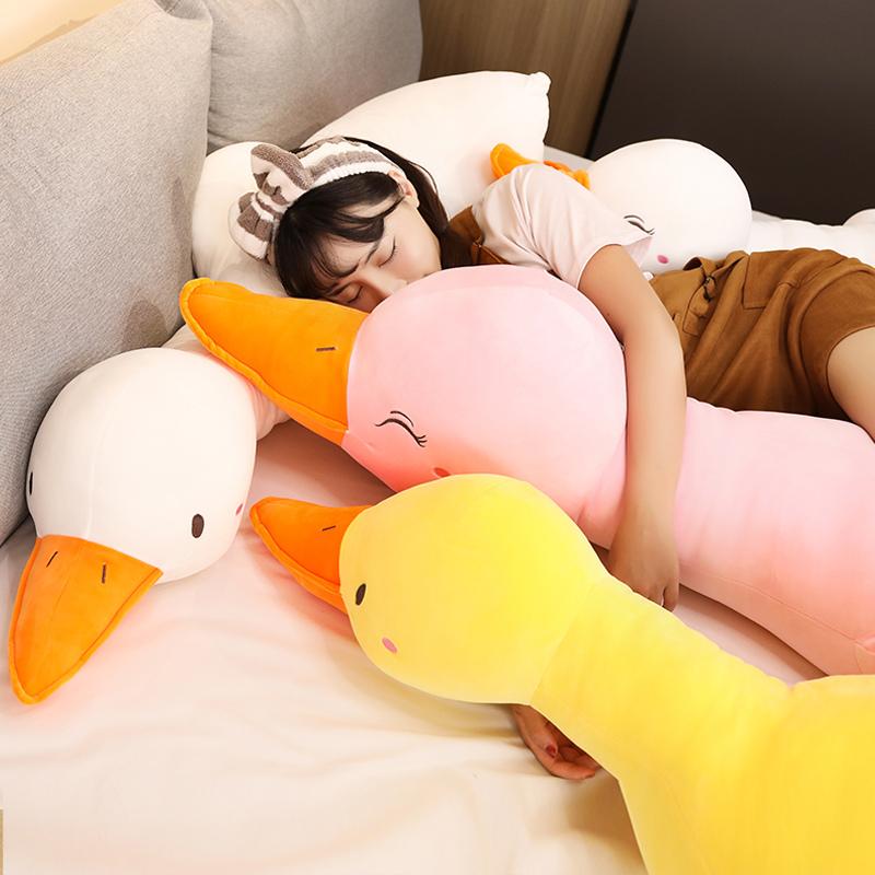 90 -140 cm Riesengröße, weiche liegende Ente, Plüschmatte, schöne, riesige Plüsch-Entenpuppen, Stofftierkissen, Schlafrückenkissen für Babys