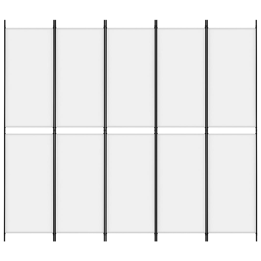 5 Piece White Folding Screen 250 X 220 Cm Fabric