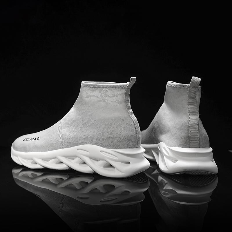 

Мужские дышащие повседневные кроссовки - нескользящая обувь для ходьбы на открытом воздухе, модные увеличивающие рост туфли без застежек 47 серый