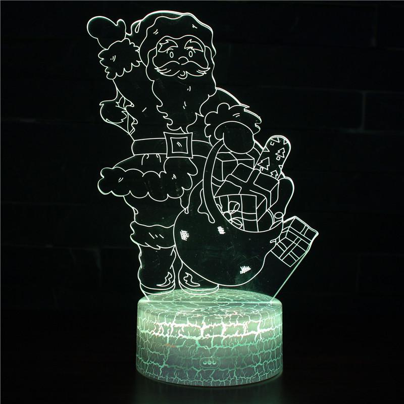 3D Christmas Night Light: Creative LED Bedside Lamp with Remote Control & Seven-Color Touch