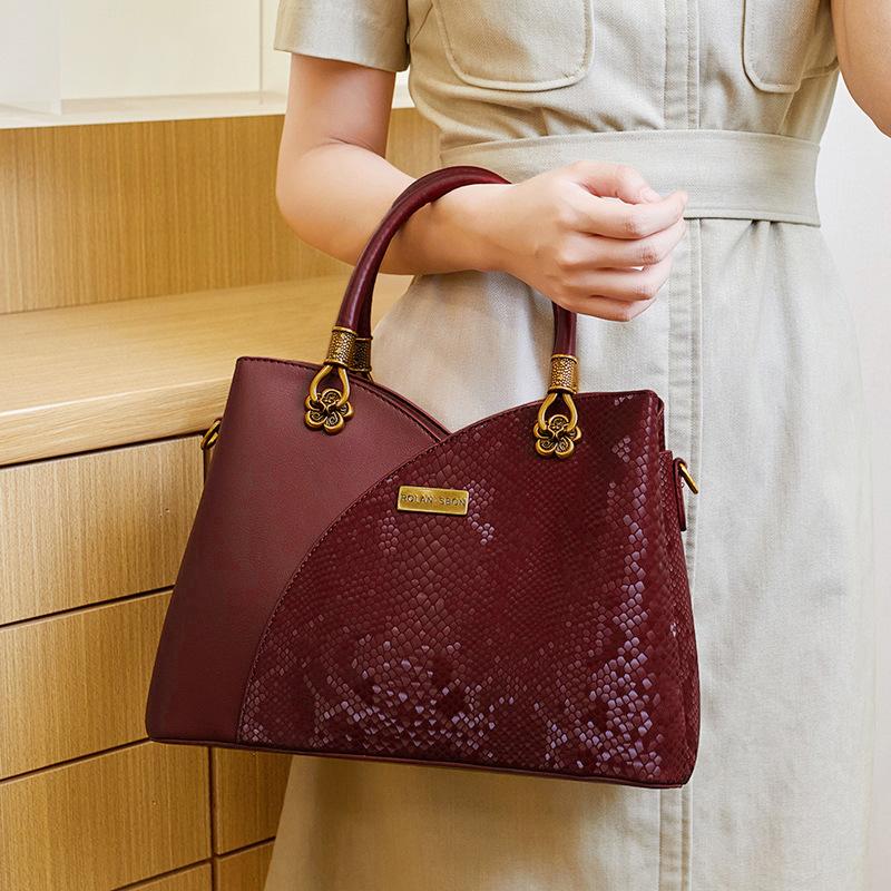 Retro Patchwork Bag Crossbody Bag Elegant Mom Bag, Portable Commuting Shoulder