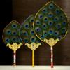 Nepal Wamba Pot Decoration Buddhism Peacock Eye Exquisite Feather Satin Bumba Hand Fan Desktop Buddhist Tibetan Religious Item