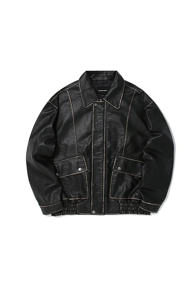 ALL ABOUT NEW Faux Leather Wet Pigment Jacket Black Ana3Uj07Abk