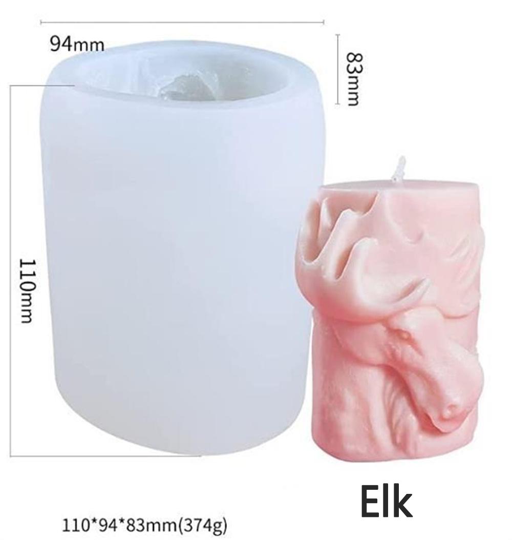 

Animal Relief Silicone Candle Mold Wolf Bear Horse Elk Cylindrical Shape Mold for Handmade Candles Mould for Crafts Home Decor